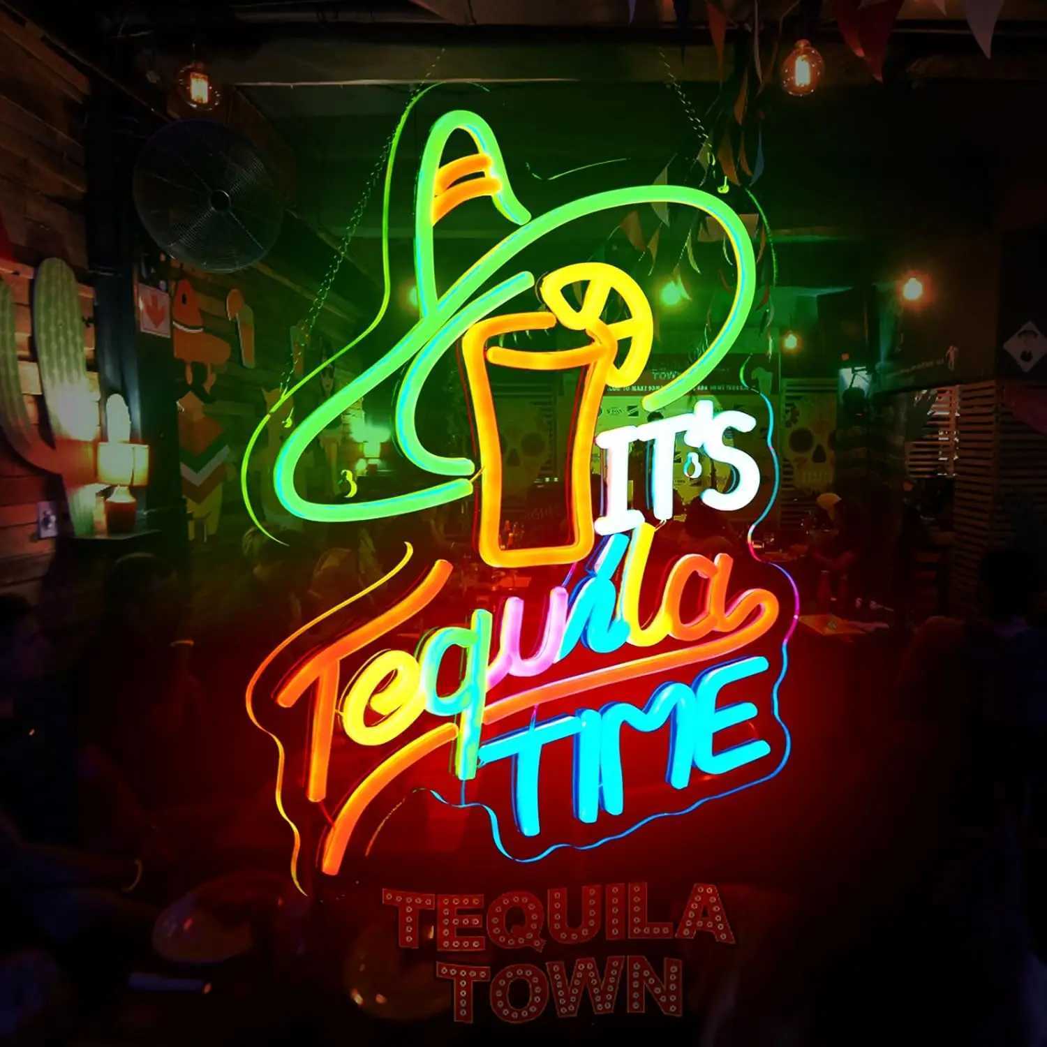 Its Tequila Time Neon Sign Neon Lights for Beer Bar Pub Shop Man Cave Beach Party Decor Aesthetics Draw Celebratory Gifts Y250916