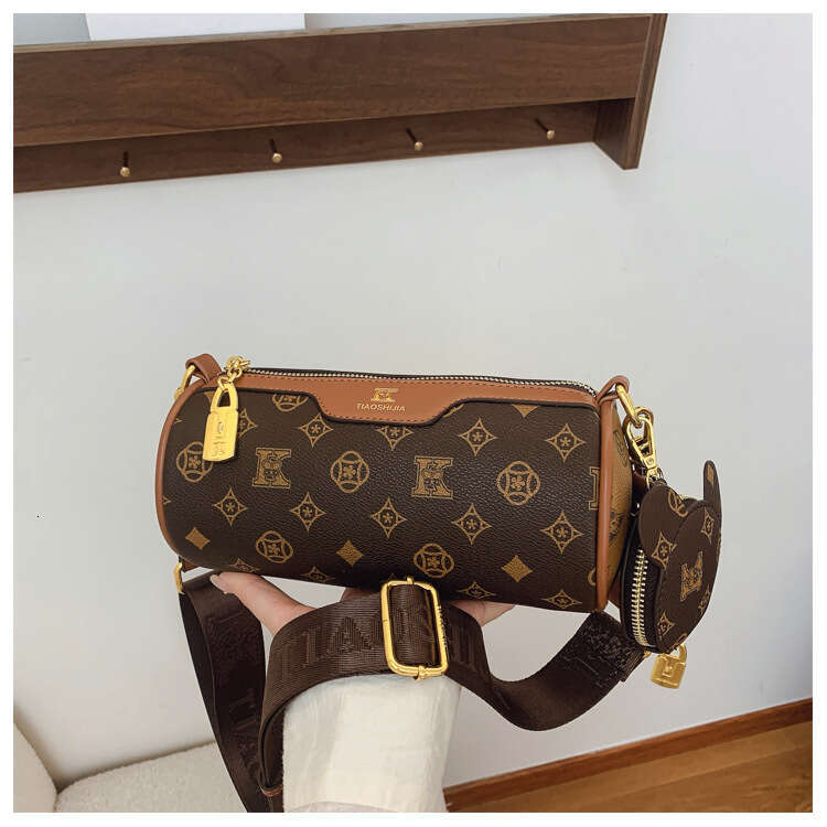 Luxury Bags Designer Bag Fashion Wide Strap Cylinder Bag for Women 2025 New Pattern Printed Pillow Bag Shoulder Crossbody Bag