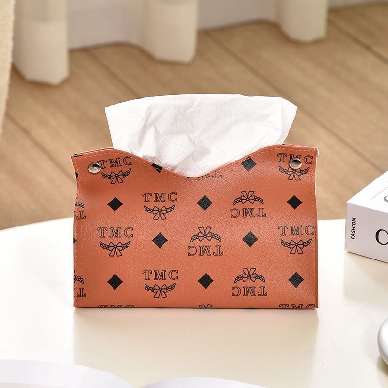Designer Luxury Retro Furniture Tissue Box PU Leather Napkin Holder Desktop Bedroom Coffee Table Paper Drawer Leather Car Universal Organizer Classic 