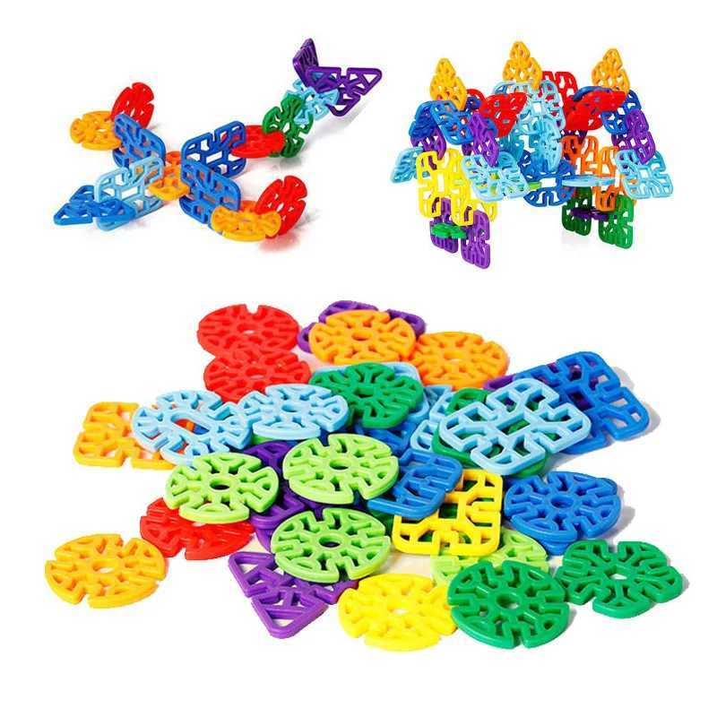 60PCS Geometric Snowflake Plastic Building Blocks Creative STEM Interlocking Toys For Kids Kindergarten Classroom Supplies C250916