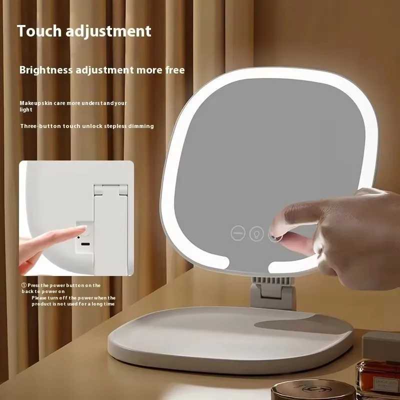 New LED Makeup MirrorOffice Foldable Portable Light Fill Light MirrorDormitory Desktop Dressing MirrorModern Vanity with Tray C250916