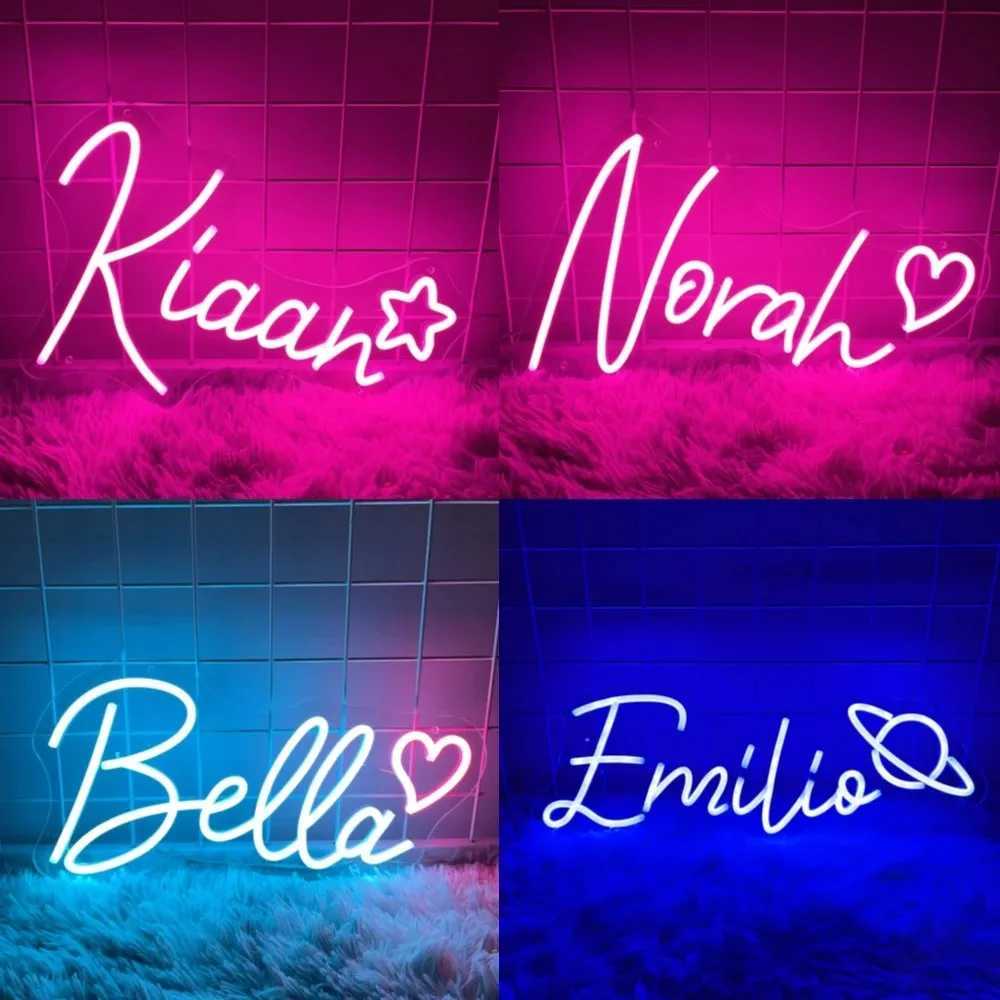 Custom Neon Led Sign Heart Name Lights Sign USB Wedding Birthday Party Wall Decorations Signboard Night Light Home Room Decor Y250916