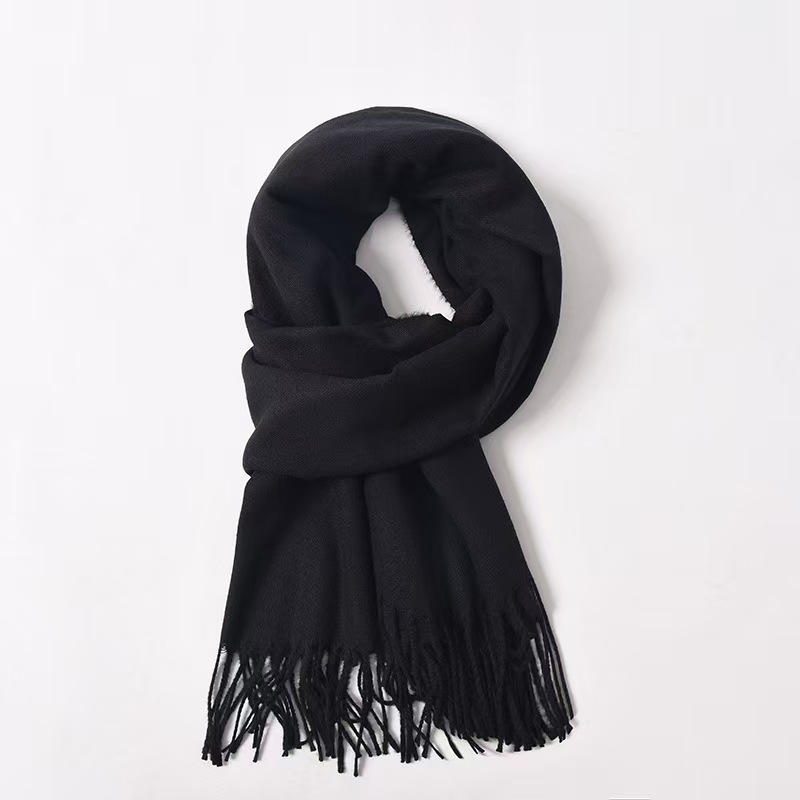 K1926 Japanese literary cotton and linen scarf women's autumn and winter all-match simple solid color long thin neck scarf