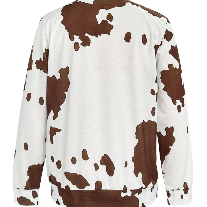 Women's Cute Highland Cow Print Sweatshirt Round Neck Long Sleeve Casual Fashion Pullover Top CF41460