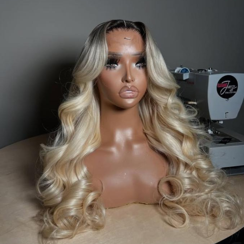 Ombre Dirty Blonde Bone Straight Lace Frontal Wig 13x6 HD Lace Human Hair Wig Ash Blonde With Dark Roots 13x4 Lace Front Wigs Brazilian Hair On Cleara
