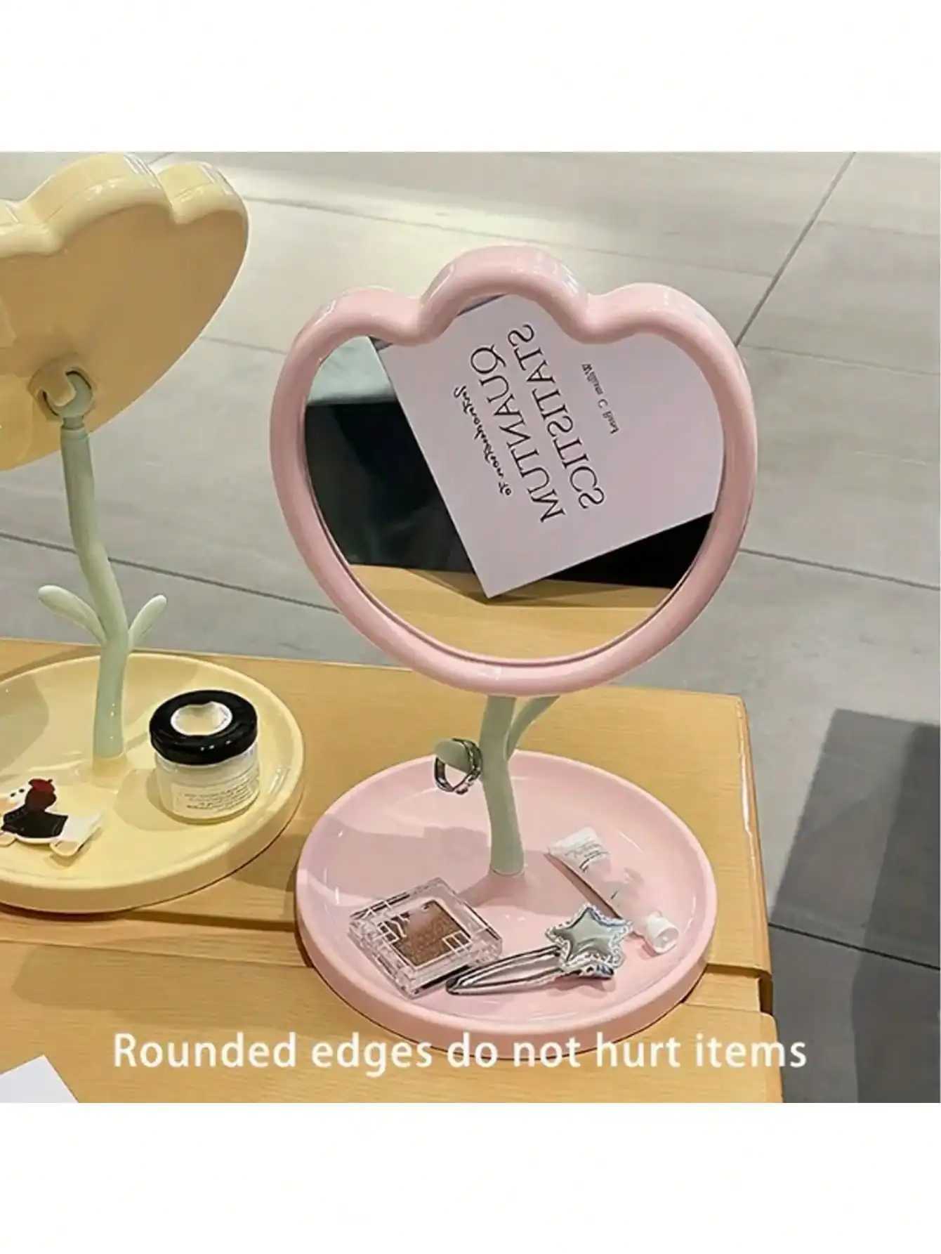 Tulip Makeup Organizer with Mirror Vanity Desk Set with Storage Base for Jewelry Lipsticks Room Decor Gift for Girl C250916
