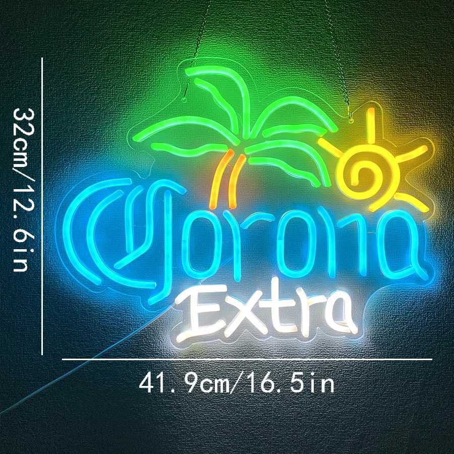 Palm Tree Corona Extra Beer Neon Sign for Home Bar Man Cave Pub Store Party Club Bistro Light Up Bar Neon Signs for Wall Decor Y250916