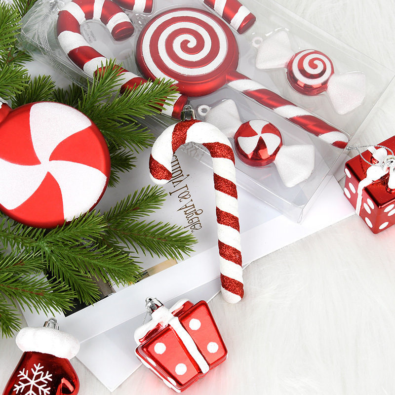 Decorative Red and White Painted Candy Set Hanging Ornaments Festival Scene Atmosphere Arrangement