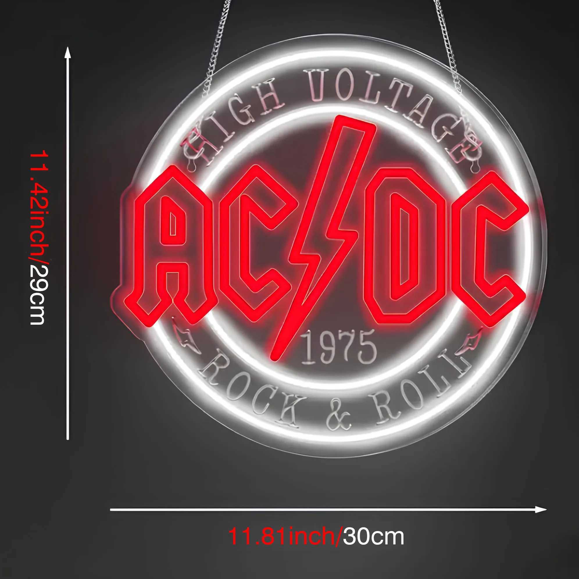 1 ACDC rock music 1975 neon sign suitable for home bars taverns entertainment rooms game rooms and garage walls Y250916