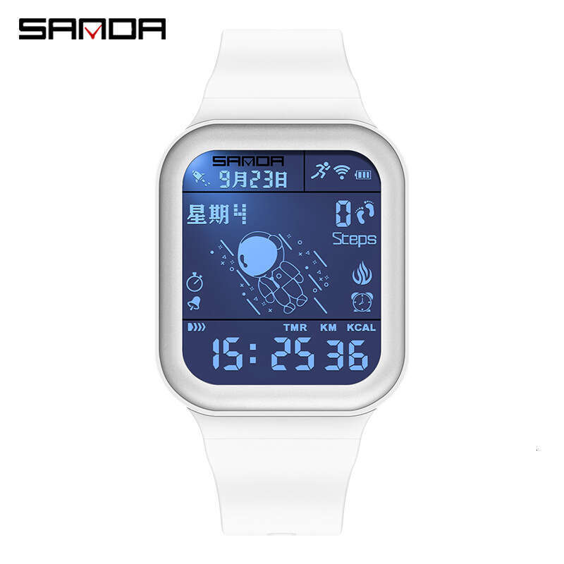 DHgargets Sanda Step Counter Calorie Electronic Outdoor Sports Waterproof Personalized Astronaut Student Watch