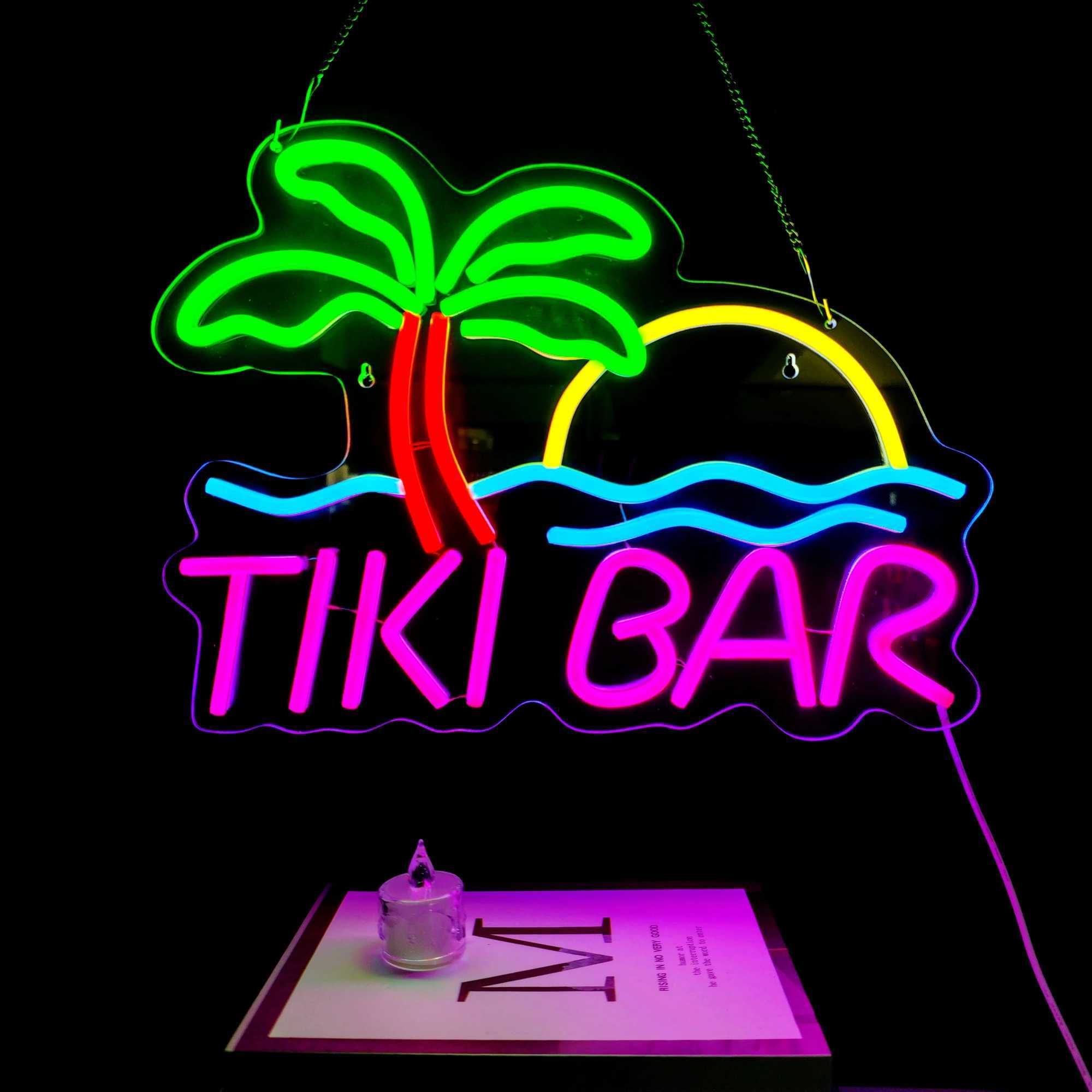 1 tiki bar neon sign for wall decoration suitable for Hawaiian pool bar parties It has a dimmable switch is a neon LED light Y250916