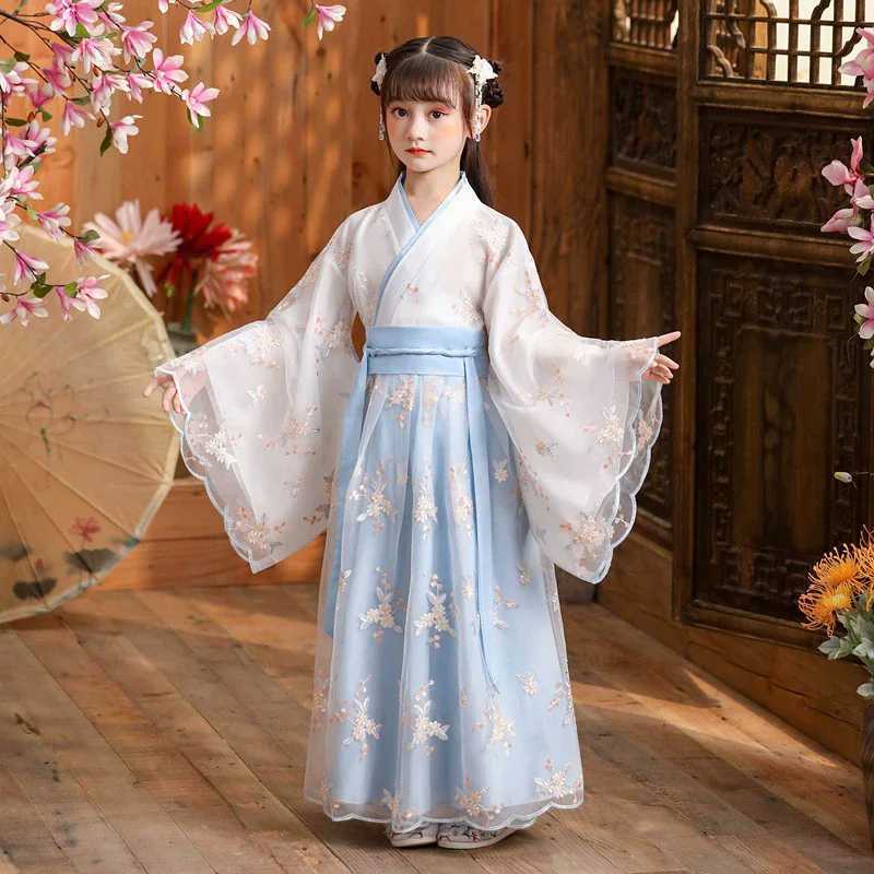 Fashion Girls Dresses Casual Outfit Long Sleeve Hanfu Girl Summer Children Clothes Princess Dress Baby Vestido Kids Tang Costume C250916