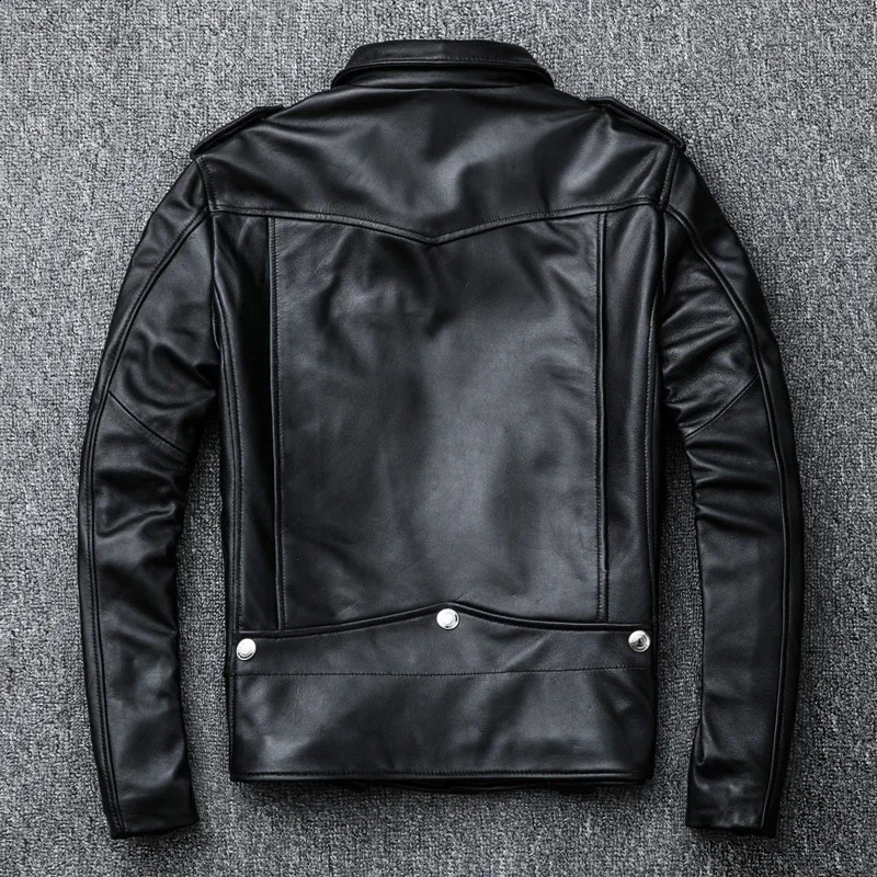 Spring Classical Perfecto Jacket Genuine Leather Motorcycle Jackets Men Zealand Sheepskin Black Coat Slim Suit 250916