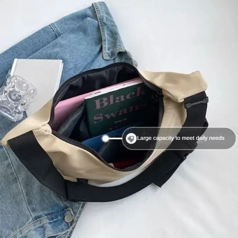 Fashion High Capacity Solid Color Single Shoulder Bag Nylon Hobos Crossbody Bags Solid Casual Zipper Womens Bags 250915cj
