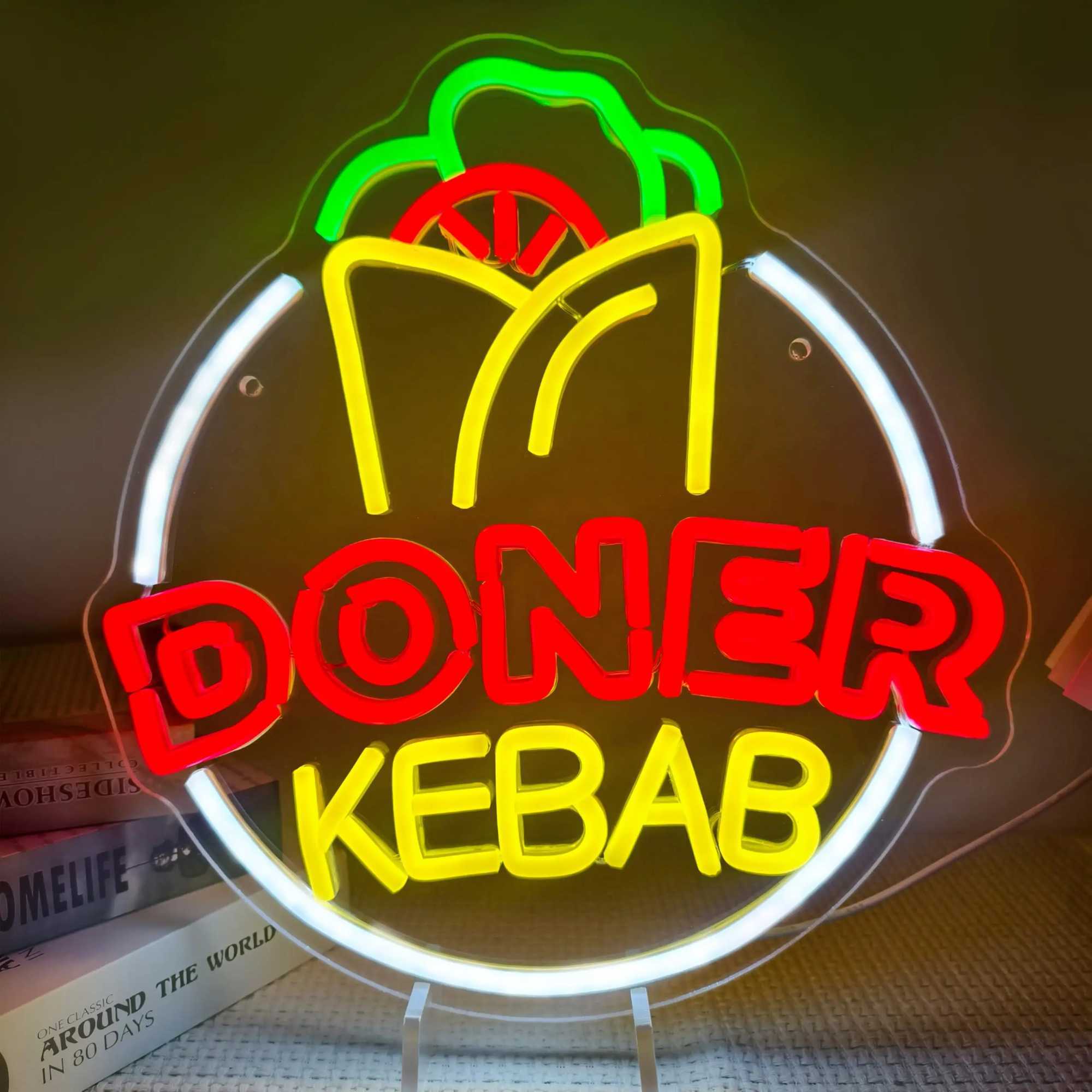 Doner Kebab Neon Sign for Wall Decor Food Neon Light for Restaurant Wall Decoration Fast Food Sign Kebab Wall Hanging Sign Y250916