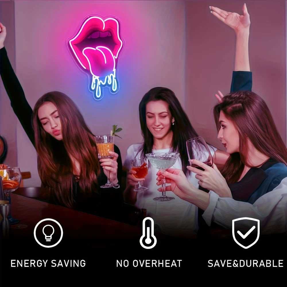 Playful Lips LED Neon Sign USBPowered Vibrant Wall Decor for Bar Bedroom Gaming Room NonProvocative Party Lighting for Y250916