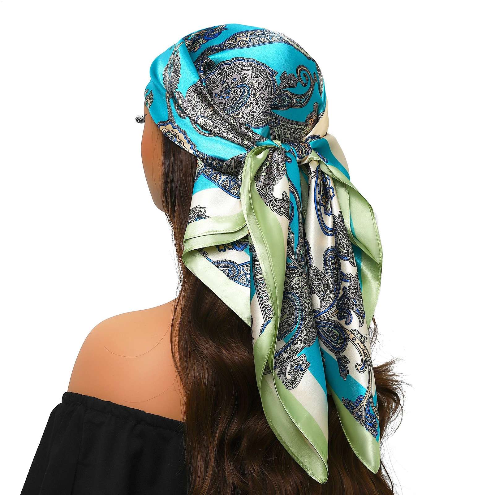 Head Scarf Women Square 9090cm Silk Foulard Satin Bandana Cheveux Soft Neckerchief Hijab Hair Scarves For Ladies 250915