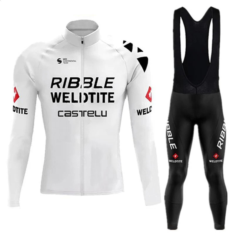 CASTELU Cycling Jersey Set Team White Long Sleeve Kit Cycling Clothing Sports breathable Men Road Bike Suit MTB Pants Wear 2025 250915