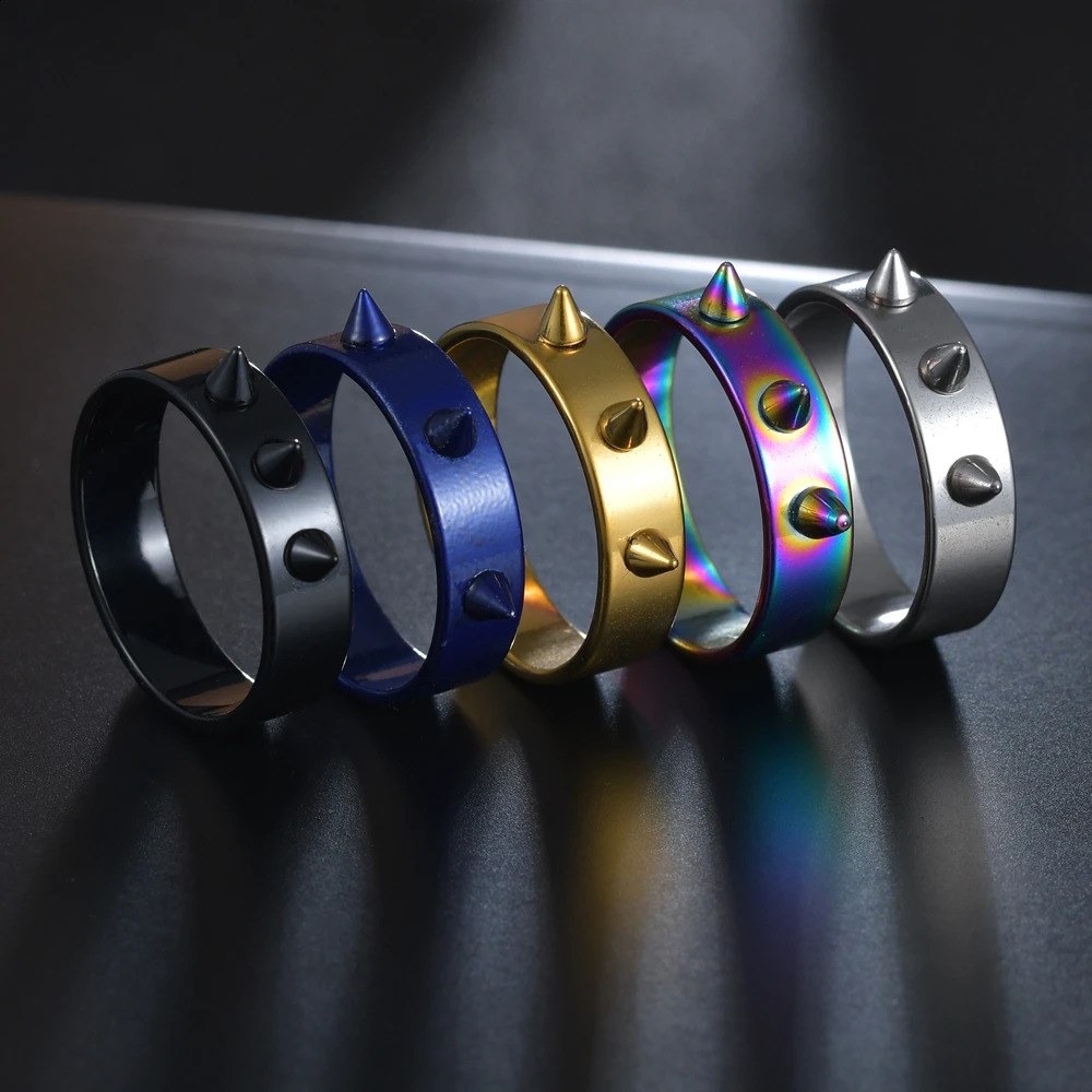 Anello Gotico In Acciaio Inossidabile In Acciaio Inossidabile Punk 1Pc Metal 3 Spine Ad Anello Di Difesa Di Emergenza A Spillo Da Uomo Fashion Hip H-image