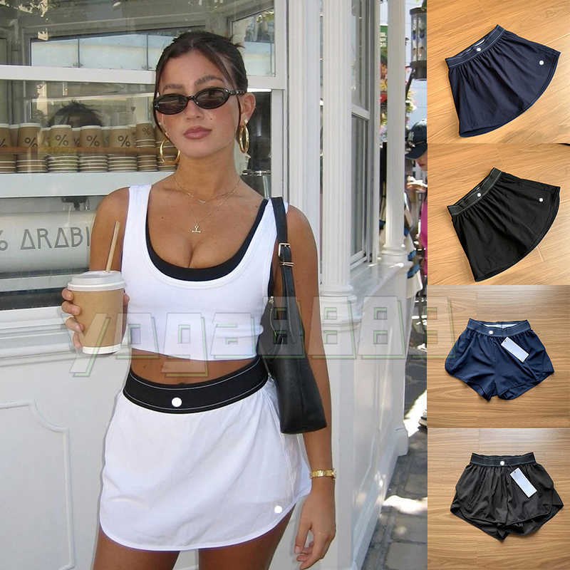 Yoga Short Skirt and Short Match Point Tennis Skirt Comfortable Nude Anti Glare Tennis Quick Dry Breathable Yoga Loose Casual Sports Skirt Varsity Skirt Sports Short
