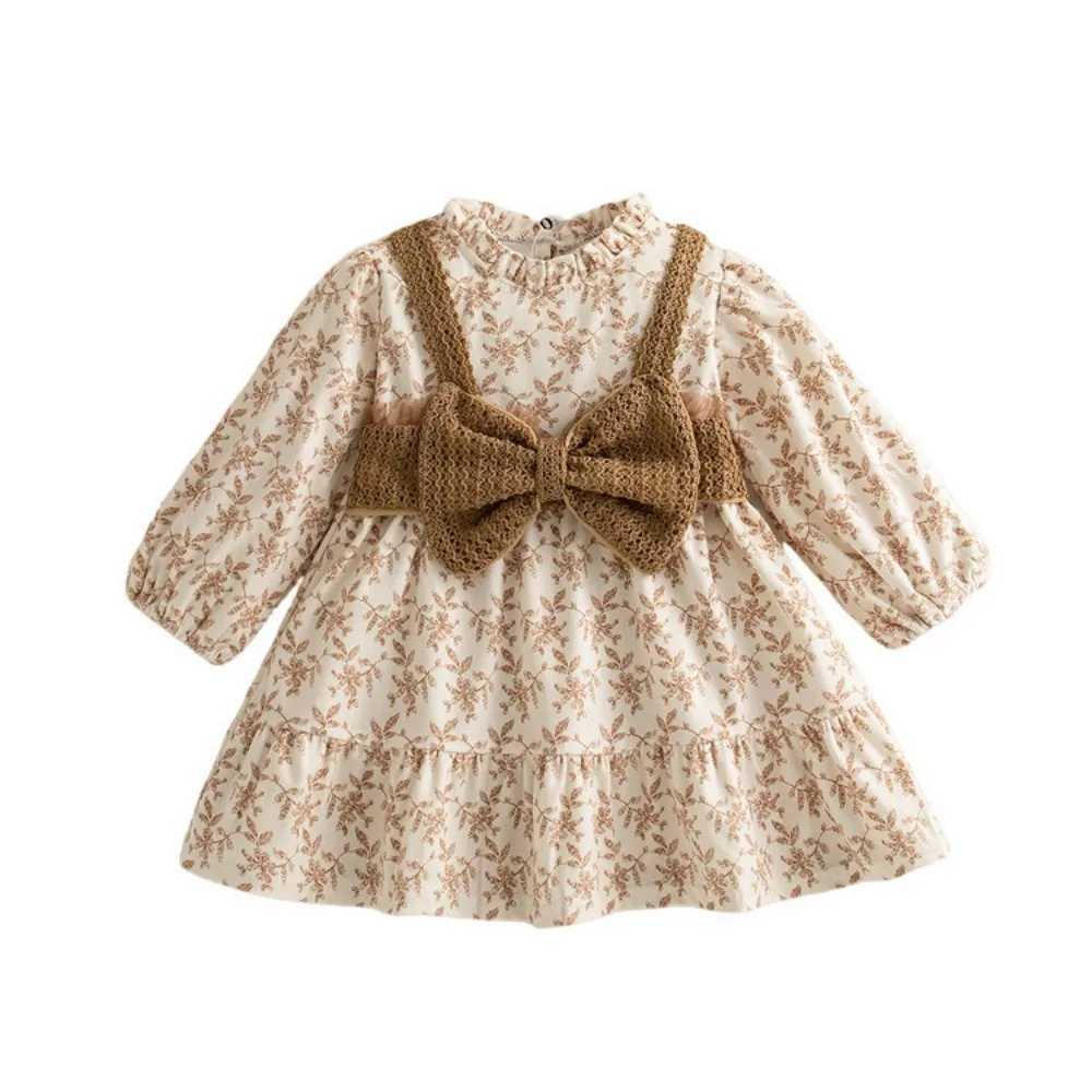 Korean Fashion Girls Dress 2025 Spring and Autumn New Little Girl Princess Skirt Long Sleeve Fake Two Piece Dress C250916