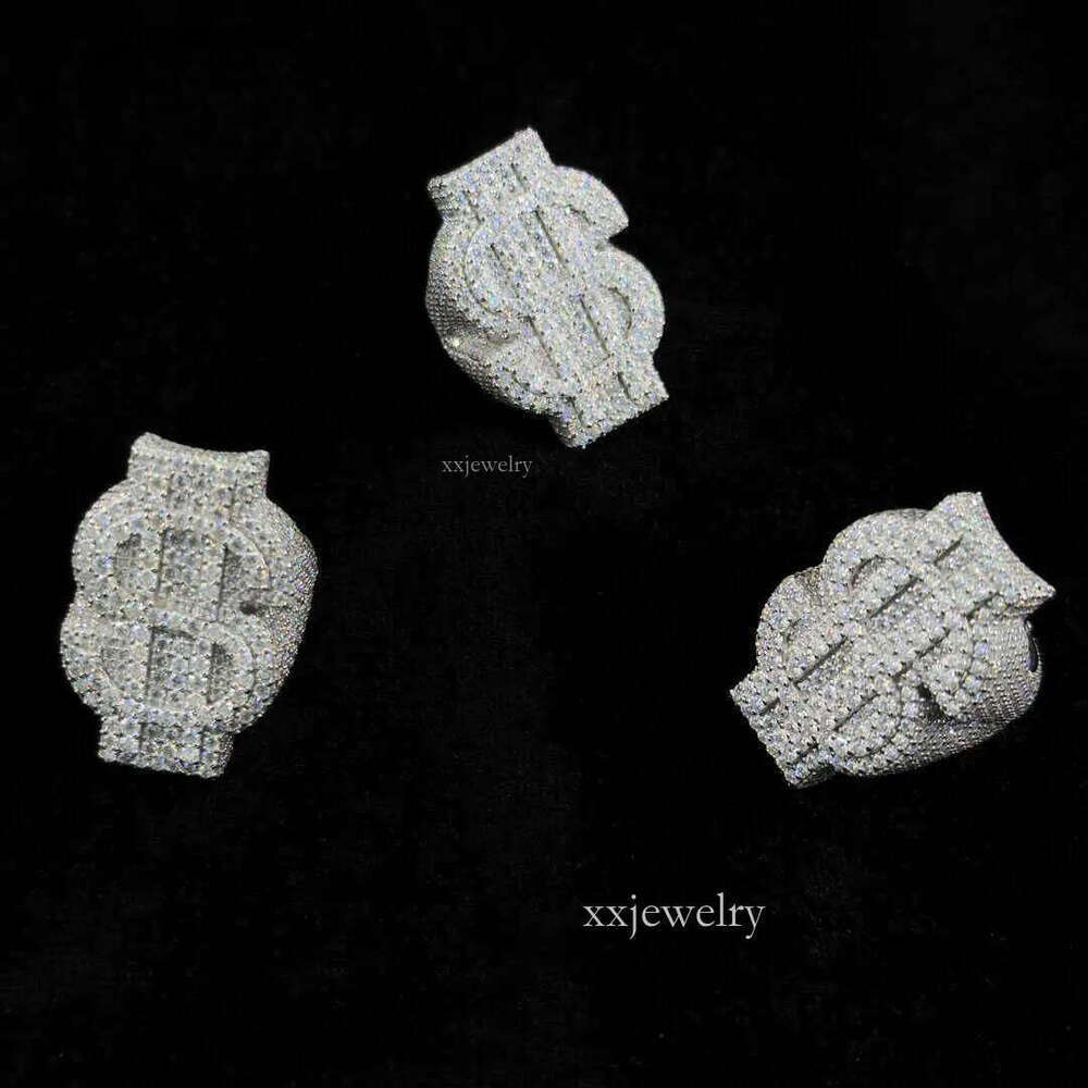 14k Yellow And White Gold Rings Dropshipping 8mm Moissanite With Side Lab Grown Dia iced out Ring