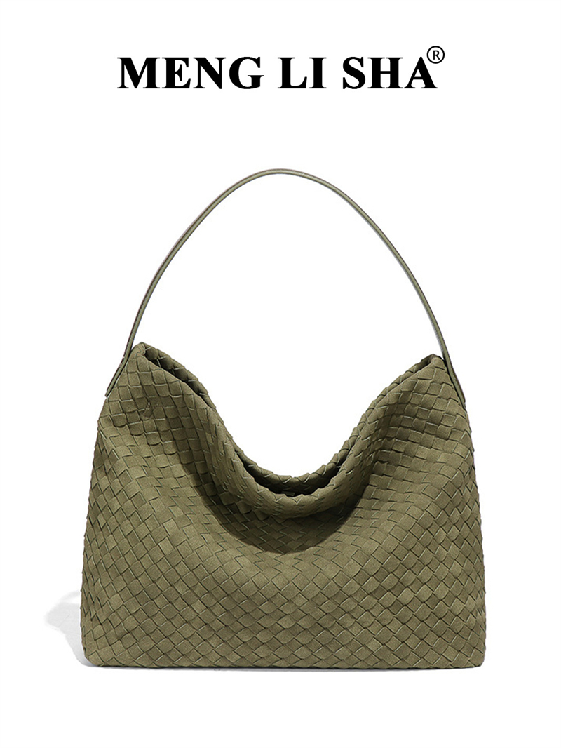 MENGLISHA Free Shipping designer bag Light luxury high quality Vintage frosted woven shoulder tote bag commuting large capacity handbag