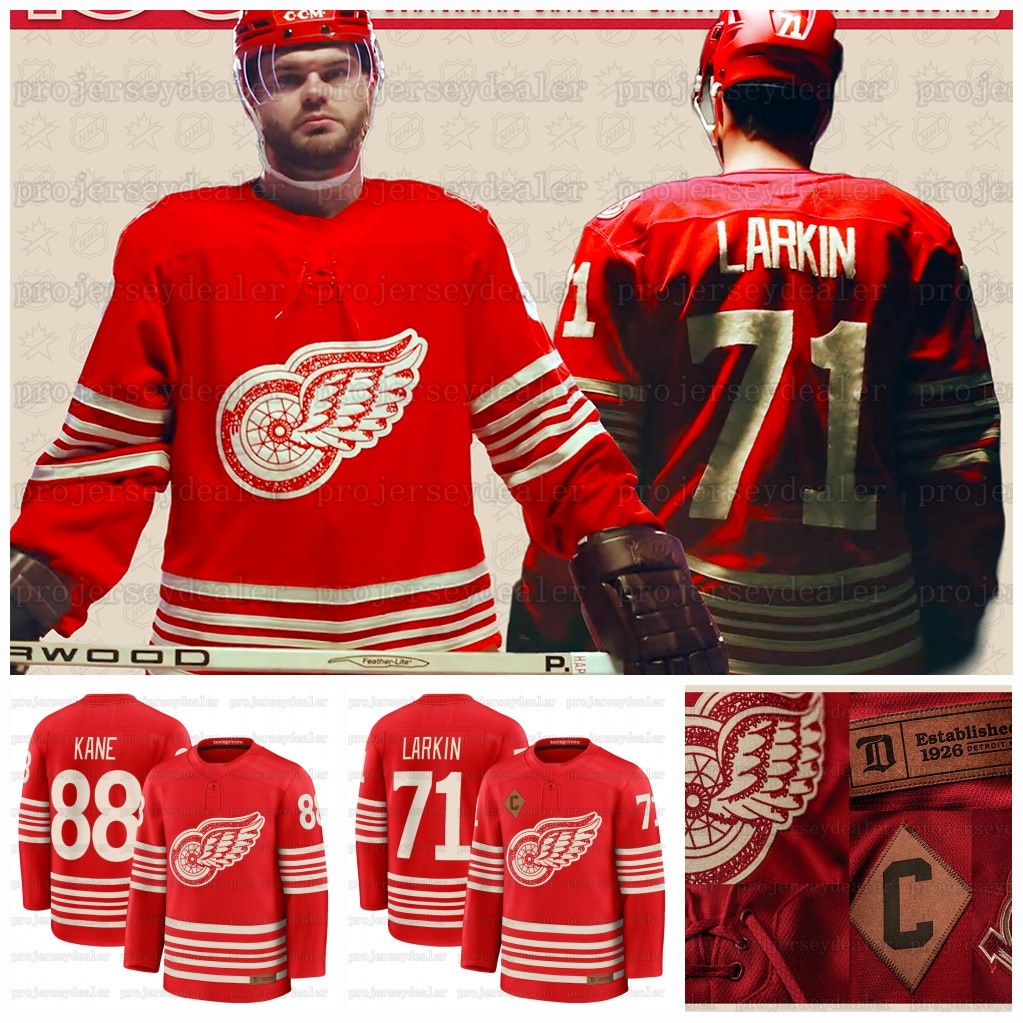 23 Lucas Raymond 2025-26 Hertiage-Rich Centennial Red Jerseys Wing Larkins Vladimir Tarasenko Patrick Kane Moritz Seider Ben Chiarot Simon Edvinsson Campbell