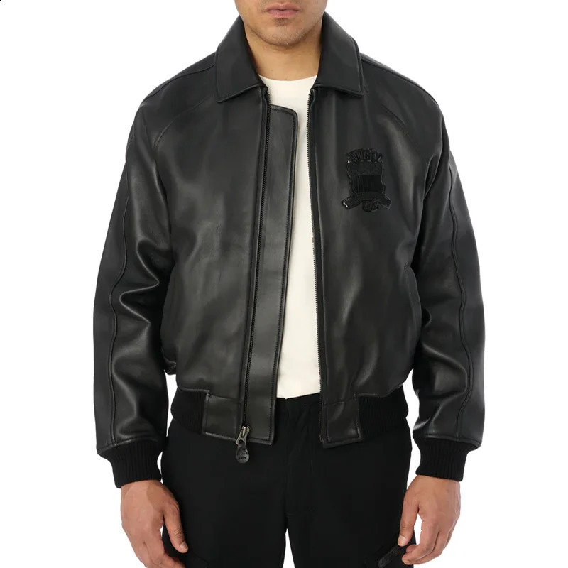 ArrivalsMens Real Lamb Leather Jacket American Size Classic Military Antique Autumn Bomber Coat 250915