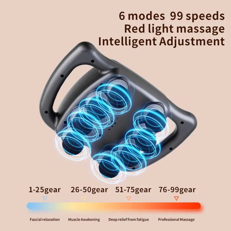 Fascia Gun Muscle Massager Gun 6 head High Frequency Neck Shoulder Waist Massage Machine Professional Fascia Massage GunW250916