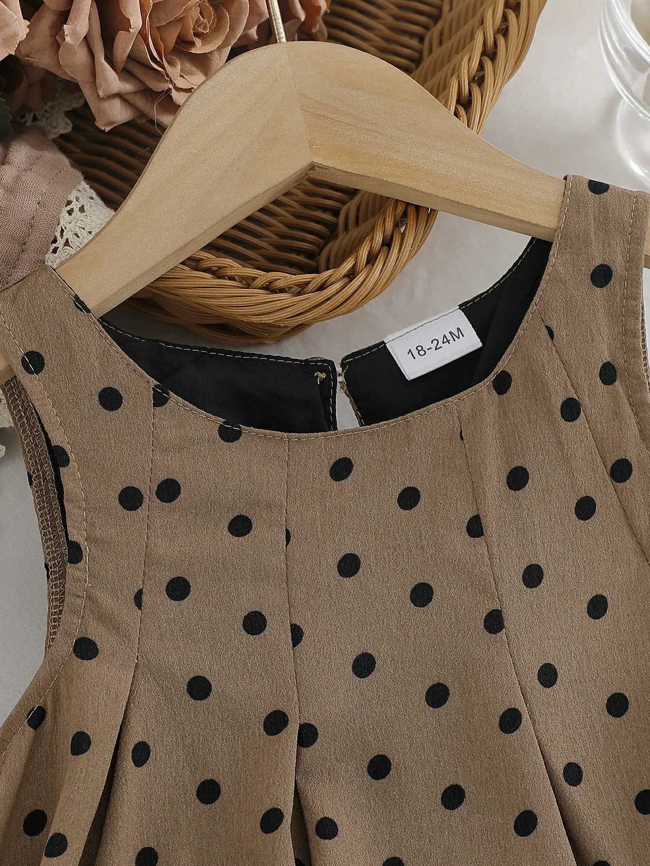 Baby Girls SpingSummer 2025 Sleeveless Fashion Polka Dot Vintage Casual Dress For 16Y Children Outdoor Clothing C250916