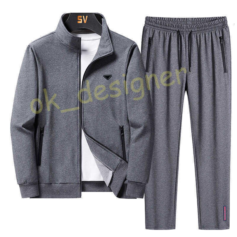 Designer Men's Tracksuits large size fall winter cardigan jacket and Joggers set solid color casual sports style sportswear set men's two-piece set M-7XL