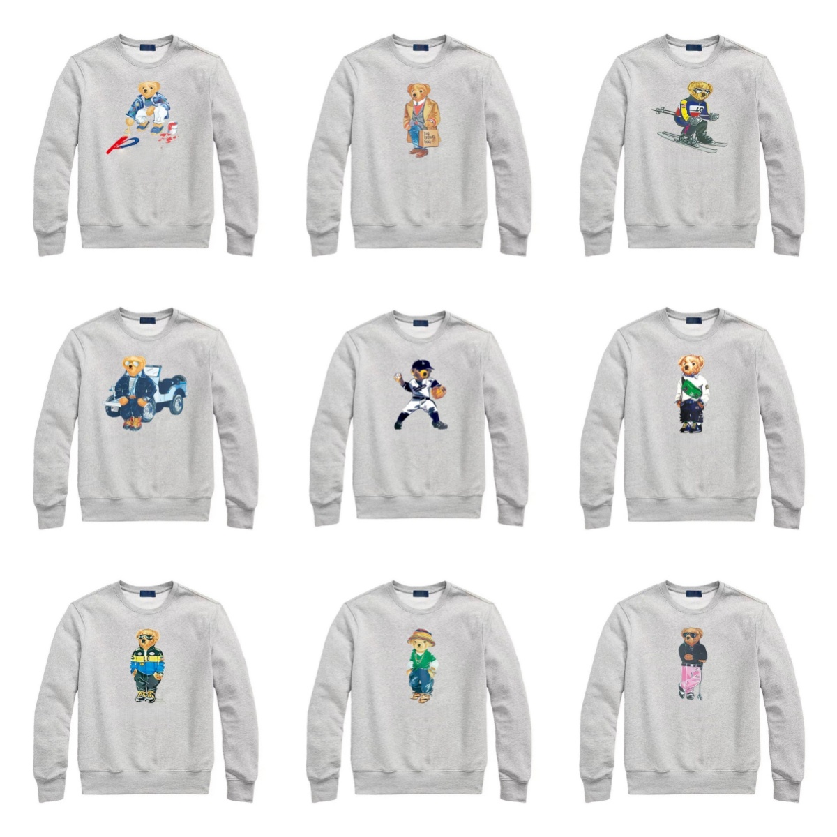 Polo Hoodies Mens Designer Letter Bear Printed Cotton Hoodies Fashion Classic Casual Loose Mens Womens Pullover Polo Sweatshirts Top