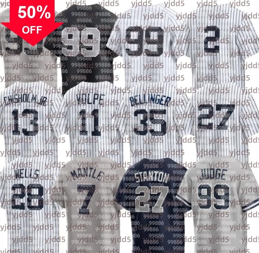 Customs Yankees Baseball Jersey Derek Jeter Aaron Judge Jazz Chisholm Jr. Gerrit Cole Anthony Volpe Paul Goldschmidt Austin Wells Giancarlo Stanton Cody Bellinger