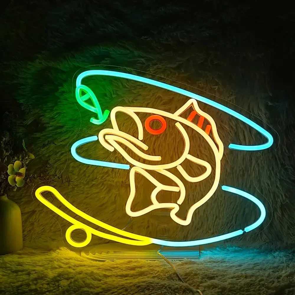 Fishing Neon Sign Dimmable Room Decoration Fly Fishing Neon Sign for Wall Decor Led USB Go Fishing Sign For Gear Store Y250916