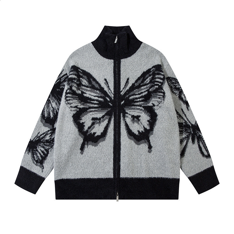 American Style Lazy Hollow Graffiti Knitted Sweater Loose Oversized Sweater for Men and Women Mink Fur Plus Size Autumn Winter Sweater