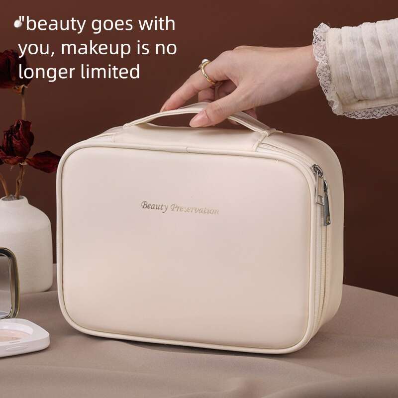 Large capacity high-end handheld makeup bag, travel makeup brush storage bag, toiletry bag, perfect for travel and daily cosmetics storage