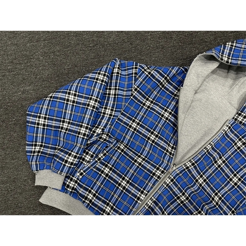 Y2k Men Clothing Harajuku Thickened Double Layer Front and Back Sweatshirt Hoodie Checkered Pattern Hip Hop Streetwear Hoodies 250915