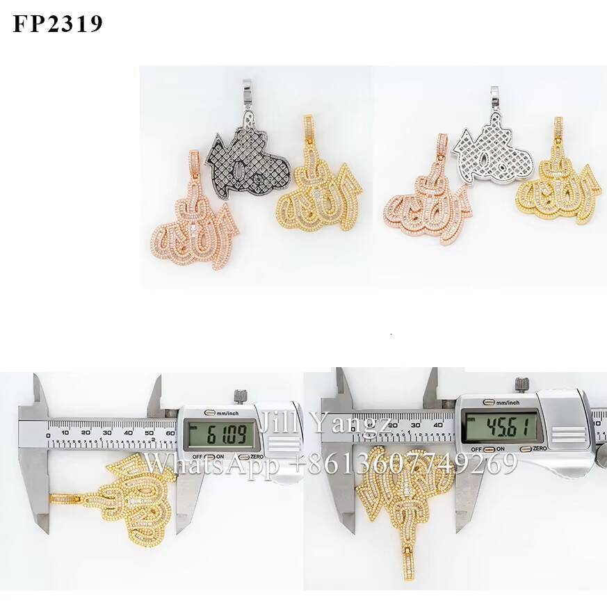 Religious Jewelry Protection Allah Pendant Moissanite Pendants Baguette Iced Out Jewelry Custom Moissanite Pendant