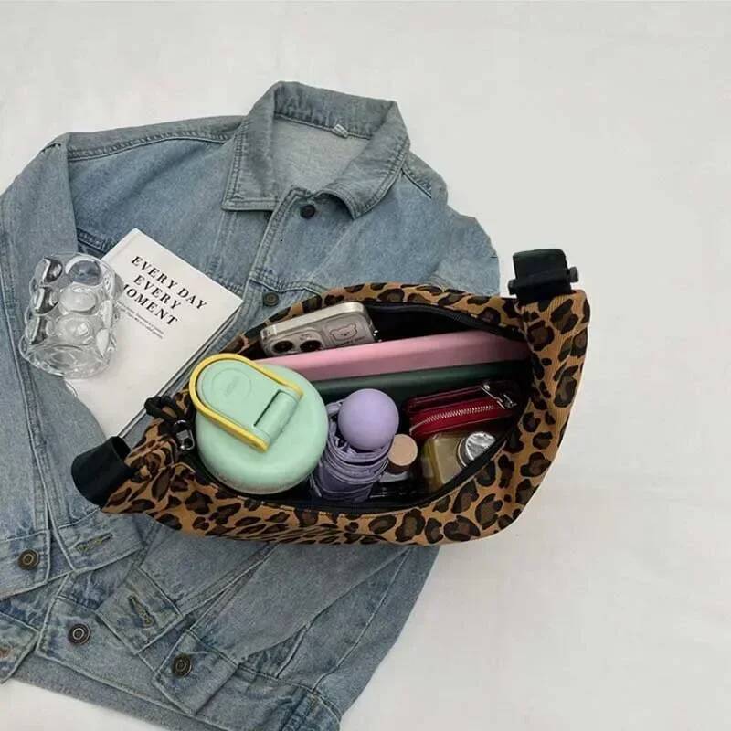 Leopard Print Crossbody for Women Corduroy Casual Shoulder Tote Bags Ladies Sac A Main Femme Designer Handbags 2024 ddmypanda