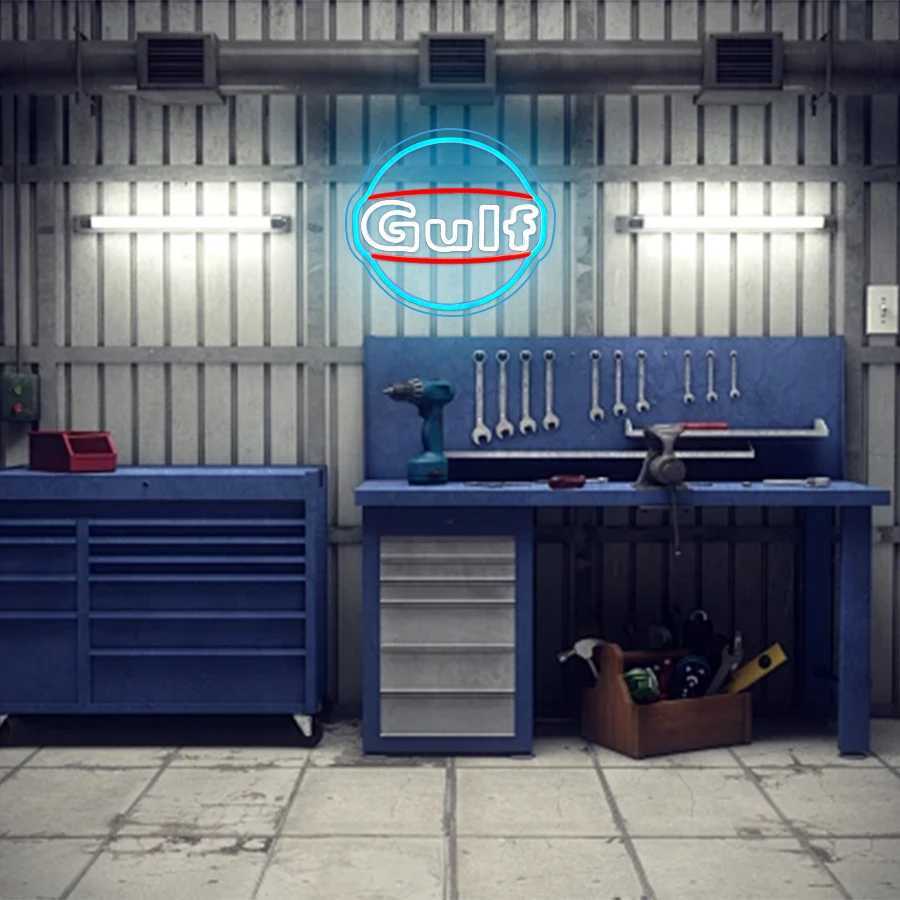Gulf Letter Led Neon Lights Garage Art Signs Usb Connection Power Supply MenS Caves Garage Retro Signs Business Decoration Y250916