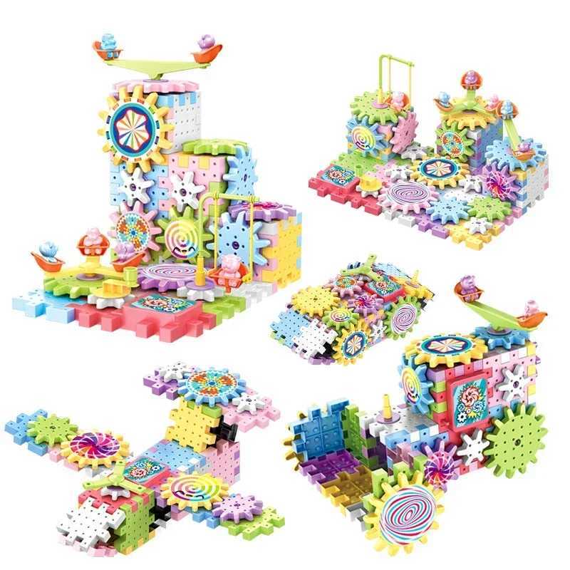 3D Puzzle Model Building Kits Electric Gears Plastic Brick Blocks Educational Toys for Kids Children Gear Blocks Building Toys C2509161