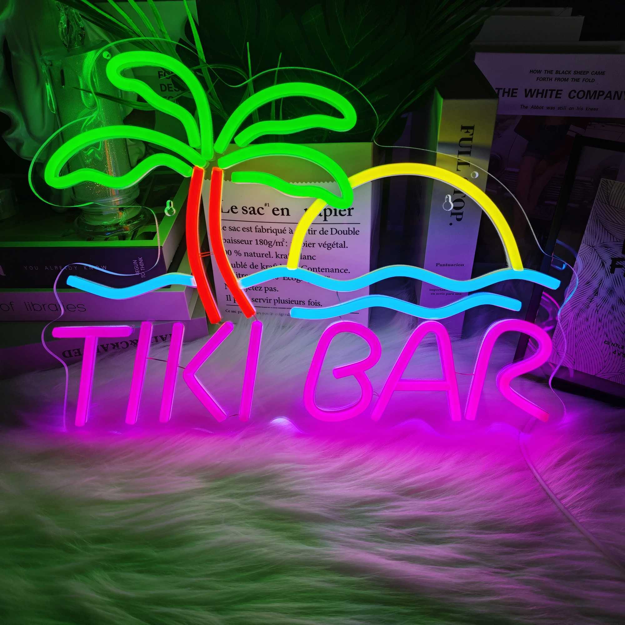 1 tiki bar neon sign for wall decoration suitable for Hawaiian pool bar parties It has a dimmable switch is a neon LED light Y250916
