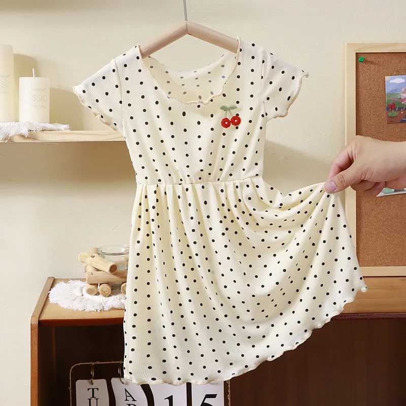 1pcs Summer Girls Ice Silk Dress Baby Infant Short Sleeved Round Dot Skirt Kids Cute Princess Clothes Children Fashion Dress C250916
