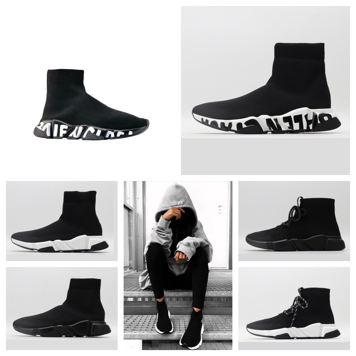 Womens Black Knit Speed Socks Shoes Platform Mens Sneakers Luxury Designer Boots Casual Shoe Sneaker High Top for Women Zapatillas Mujer Chaussure