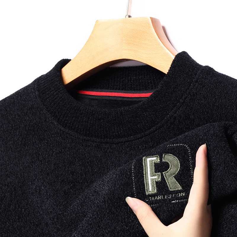 Mens Oneck Pullover Thickened Warm Sweater Brand Long sleeve Autumn Winter Leisure Embroidery Splicing Design Top Men Clothing Z250916