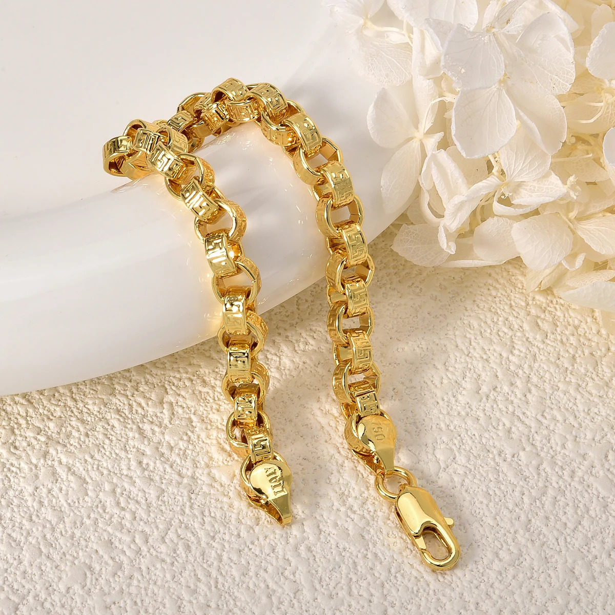 Gold Plated Italy 750 Bracelet Copper Braided Shaped Bracelet HipHop Daily Men Women Jewelry Accessories For Friends Gifts 250915