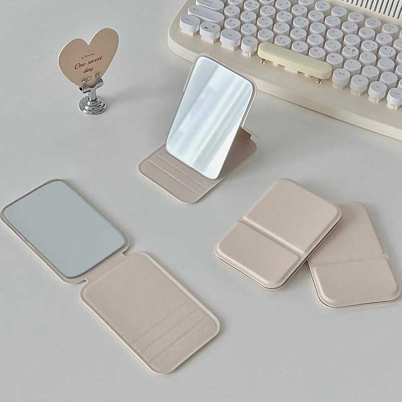 1pc Mini Folding Makeup Mirror Highquality Portable Pocket Makeup Mirror Singleside Creative Women Solid Color Handle Desk C250916