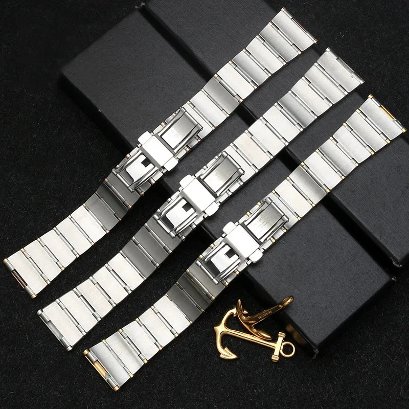 23mm 25mm For Omega Double Eagle Steel Belt Stainless Watch Strap Mens and Womens band Accessories 250915
