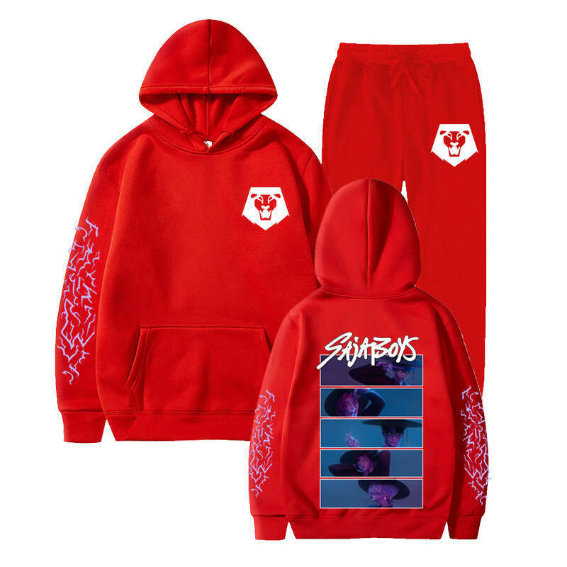 2025 Kpop Demon Slayer Boy Group Sa Boys Hooded Loose Fit Unisex Casual Sports Sweatshirt Set